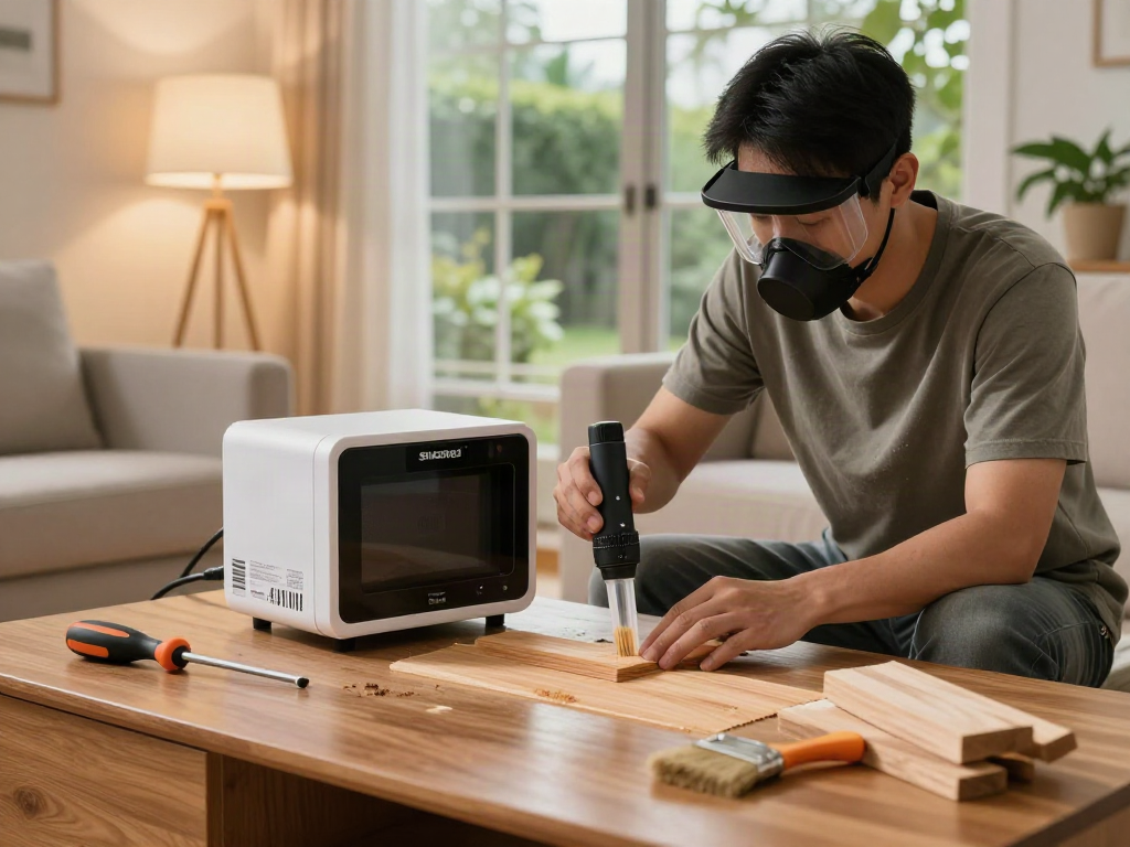 Traitement écologique des insectes à bois avec Shashel® dans un salon chaleureux.