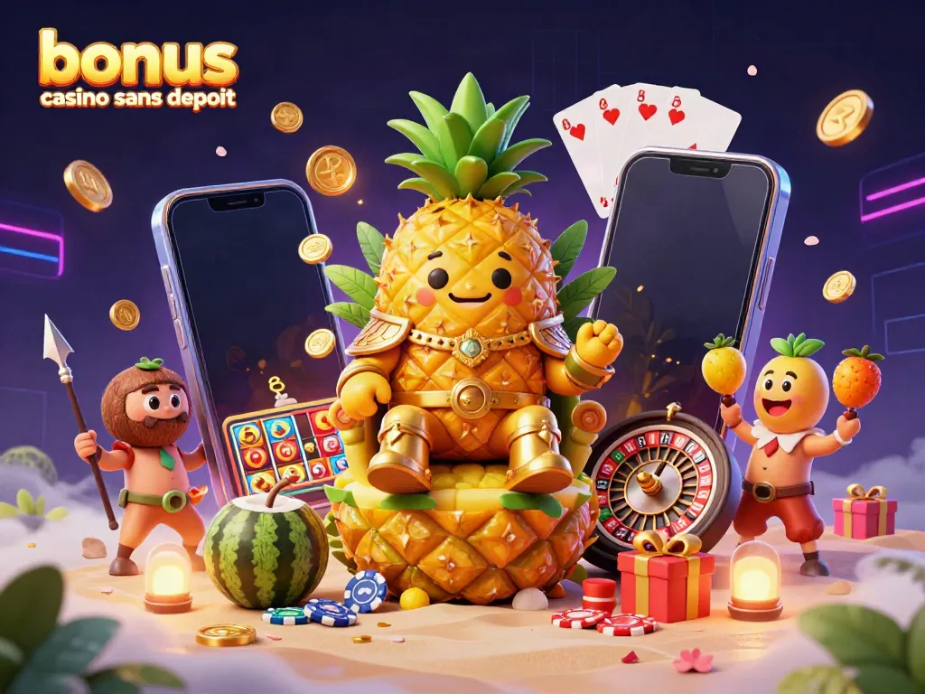 Jouez aux jeux avec un bonus casino sans dépôt sur cette illustration colorée.