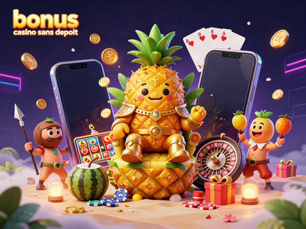 Jouez aux jeux avec un bonus casino sans dépôt sur cette illustration colorée.
