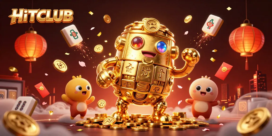 Engage with HITCLUB's dynamic casino universe featuring a golden golem and festive elements.