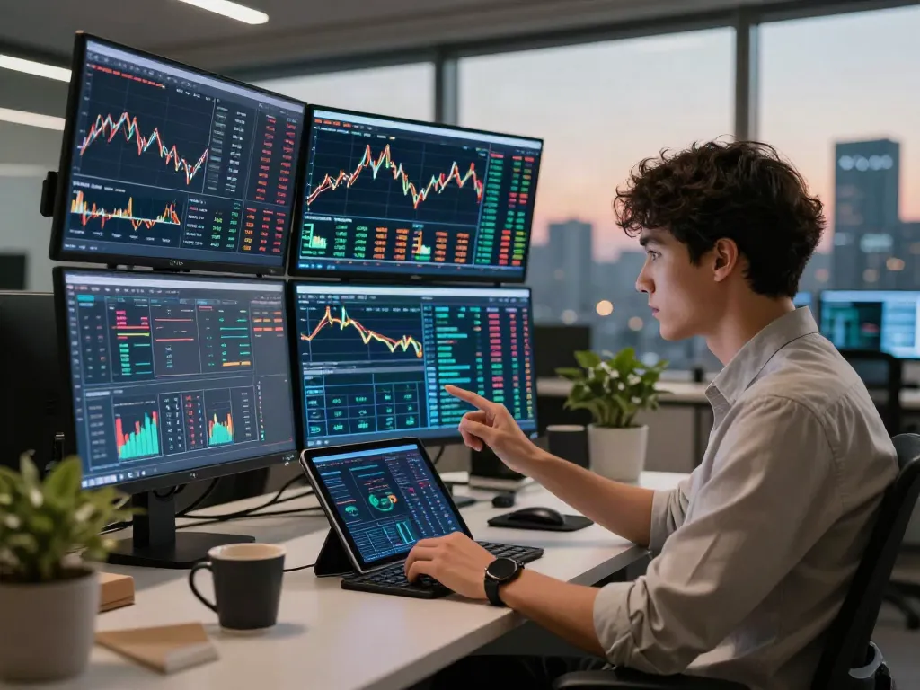 Analyse des données de trading sur la plateforme la-essorinvexaro.com dans un bureau moderne.